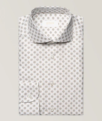 Slim Fit Geometric Cotton Linen Elevated Shirt