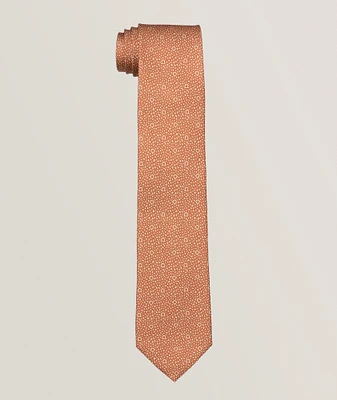 Tonal Logo Neat Pattern Silk Tie