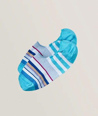 Multicolour Stripe Cotton-Blend No-Show Socks 