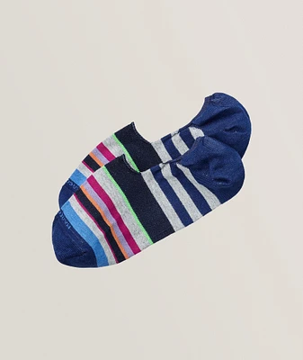 Rainbow Striped Cotton-Blend No-Show Socks 