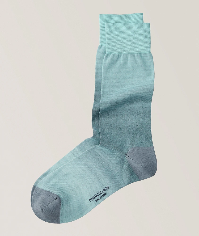 Aquarelle Collection Shaded Ombre Pima Cotton-Nylon Dress Socks 