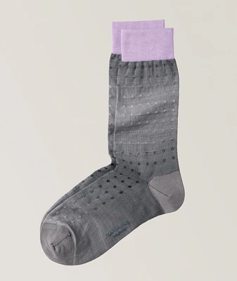 Aquarelle Collection Shaded Polka Dot Pima Cotton-Nylon Dress Socks