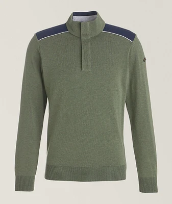 Contrast Shoulders Quarter-Zip Sweater