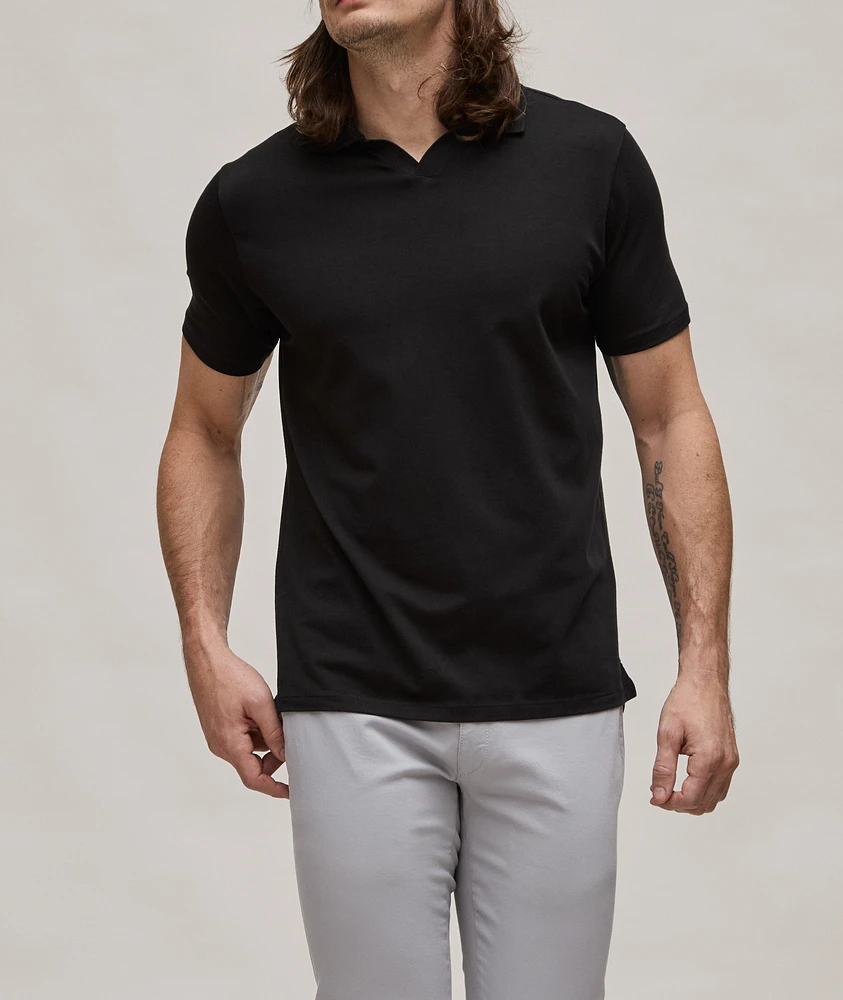 Pima Stretch-Cotton Cuban Collar Polo