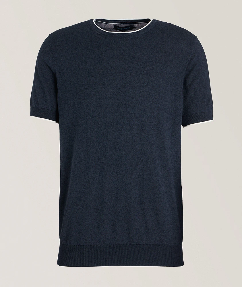 Contrast Tipped Cotton-Blend Knitted T-Shirt