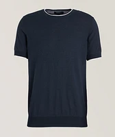 Contrast Tipped Cotton-Blend Knitted T-Shirt