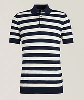 Vertical Striped Cotton-Blend Knit Polo