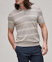 Striped Merino Wool-Silk Knit Polo