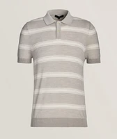 Striped Merino Wool-Silk Knit Polo