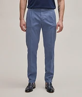 Slim Fit Pleated Cotton-Blend Pants