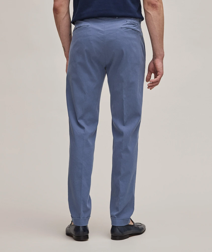 Slim Fit Pleated Cotton-Blend Pants
