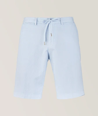 Mélange Stretch-Cotton Linen Drawstring Shorts