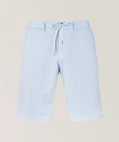Mélange Stretch-Cotton Linen Drawstring Shorts