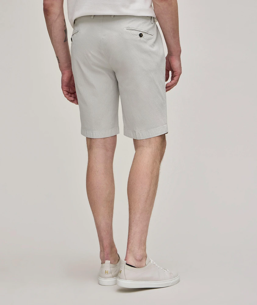 Textured Stretch-Cotton Bermuda Shorts