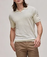 Striped Linen-Blend Knitted Polo