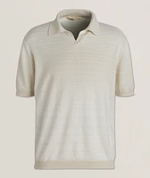 Striped Linen-Blend Knitted Polo