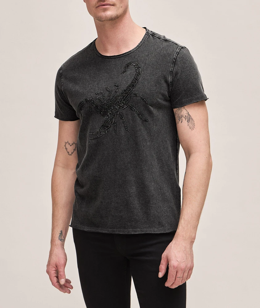 Scorpion Embroidered Cotton T-Shirt
