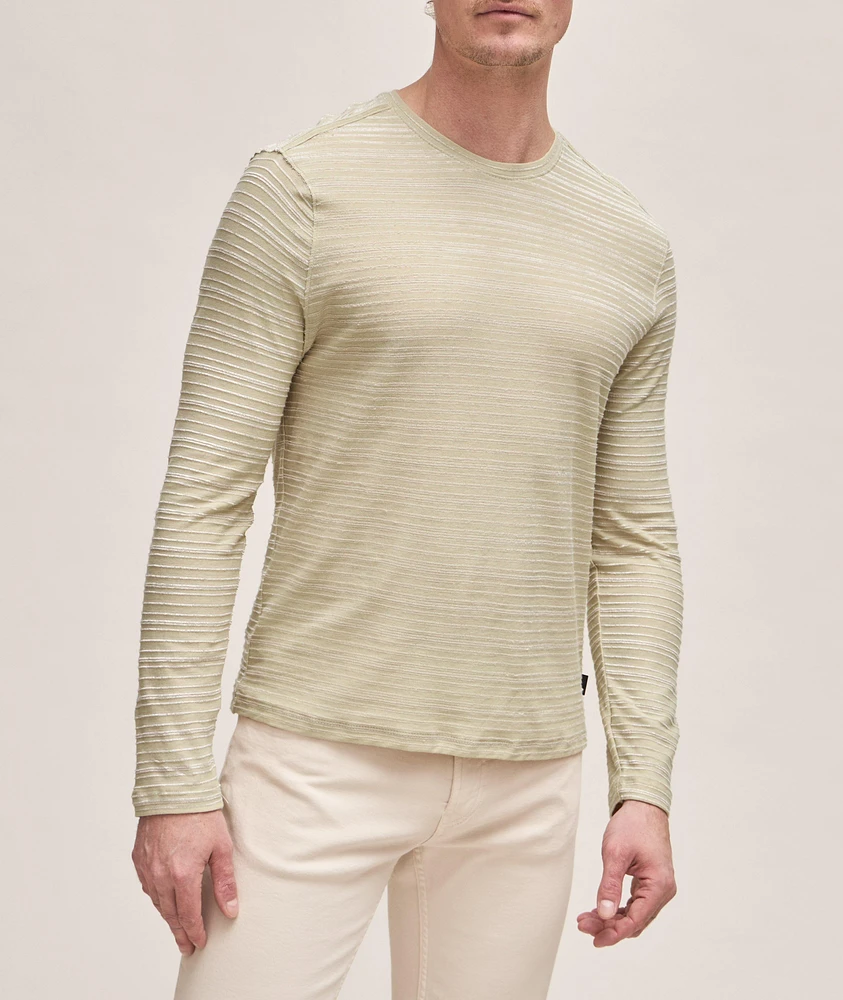 Textured-Striped Cotton-Blend Sweater