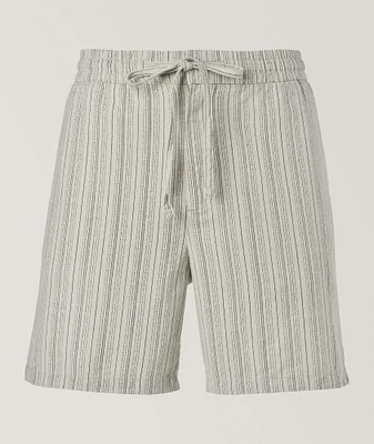 Striped Cotton-Blend Drawstring Shorts