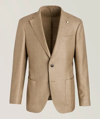 Textured Basketweave Virgin Wool-Blend Sport Jacket