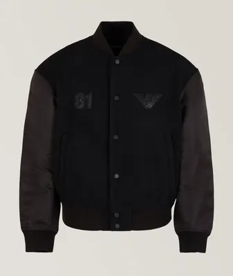 Clubwear Capsule Collection Rhinestone Logo Virgin Wool-Blend Blouson Jacket