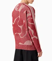 Abstract Jaquared Pattern Ribbed Knit Sweater