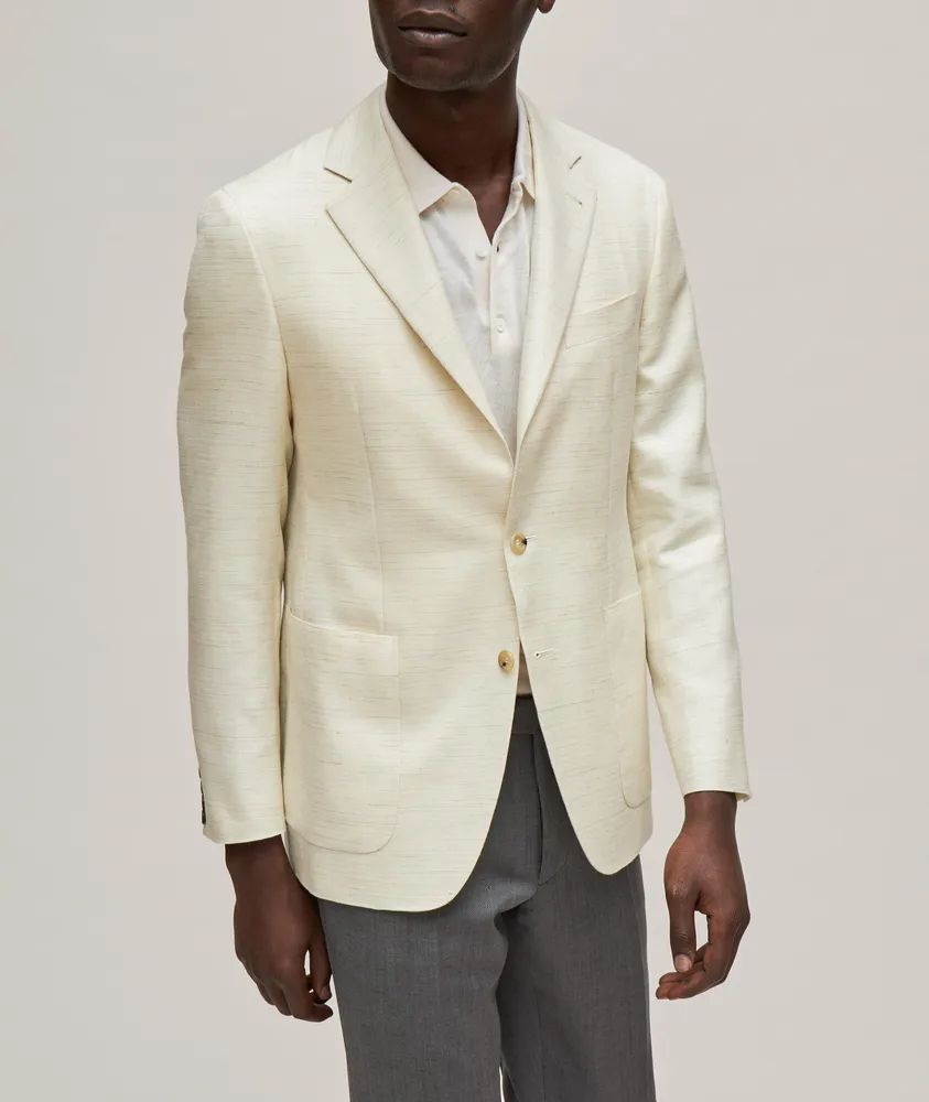 Kei Horizontal Line Wool, Silk & Linen Sport Jacket