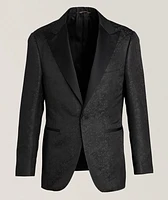 Floral Jacquard Silk Tuxedo Jacket