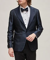 Pura Seta Tonal Damask Silk Tuxedo Jacket