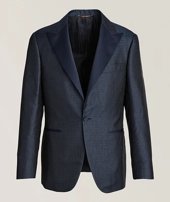 Pura Seta Tonal Damask Silk Tuxedo Jacket