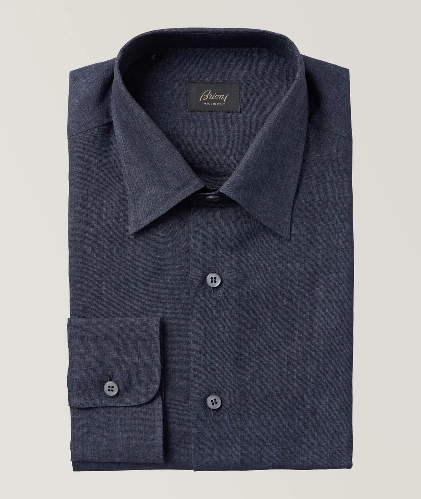 Hidden Button Down Collar Linen Sport Shirt