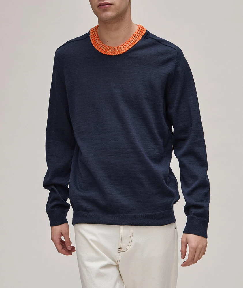 Contrast Weave Collar Wool Sweater