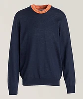 Contrast Weave Collar Wool Sweater