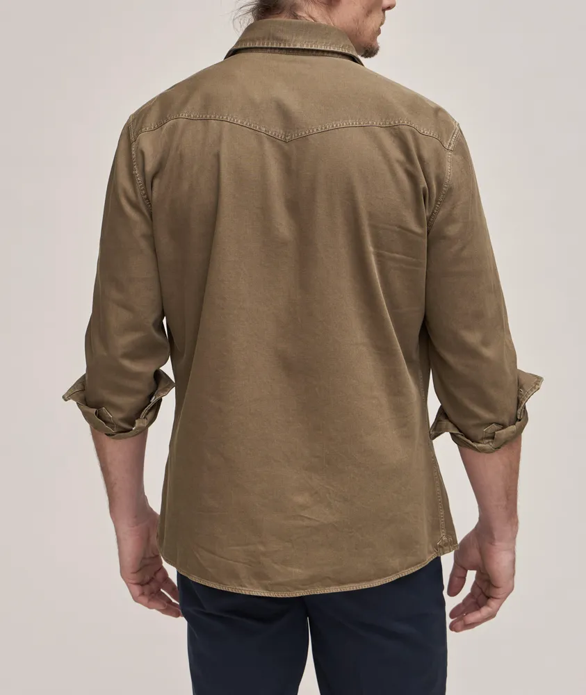 Garment-Dyed Western Denim Shirt