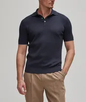 Ribbed Knit Cotton Polo