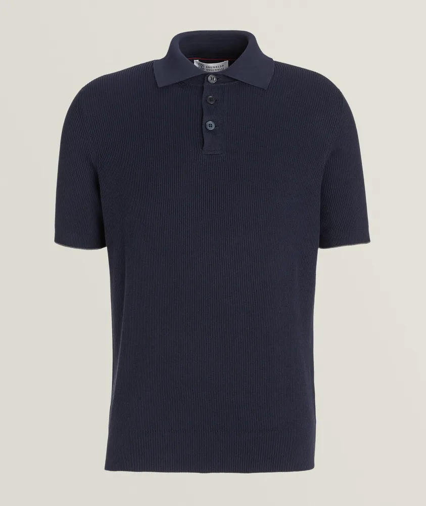 Ribbed Knit Cotton Polo