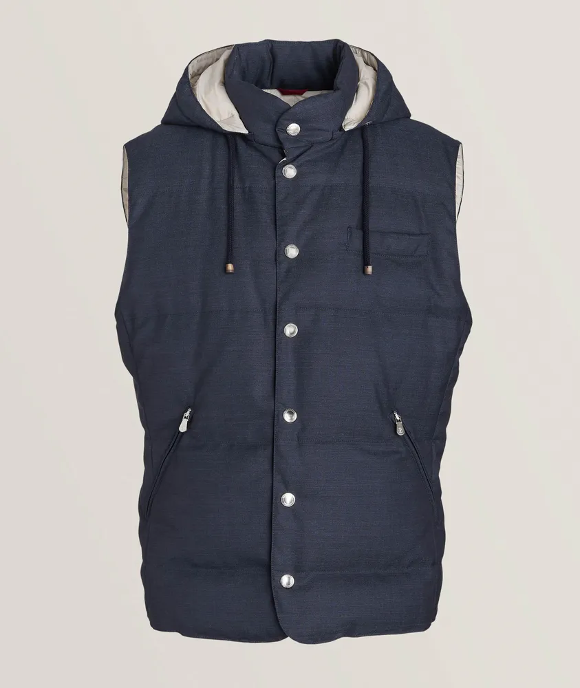 Stretch-Polyamide Reversible Hood Down Vest