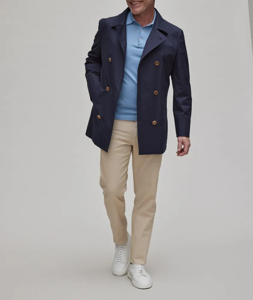 Cotton-Blend Double-Breasted Coat