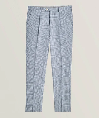 Houndstooth Single-Pleat Wool-Blend Trousers