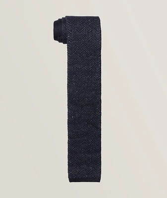 Herringbone Knit Linen-Mulberry Silk Tie 