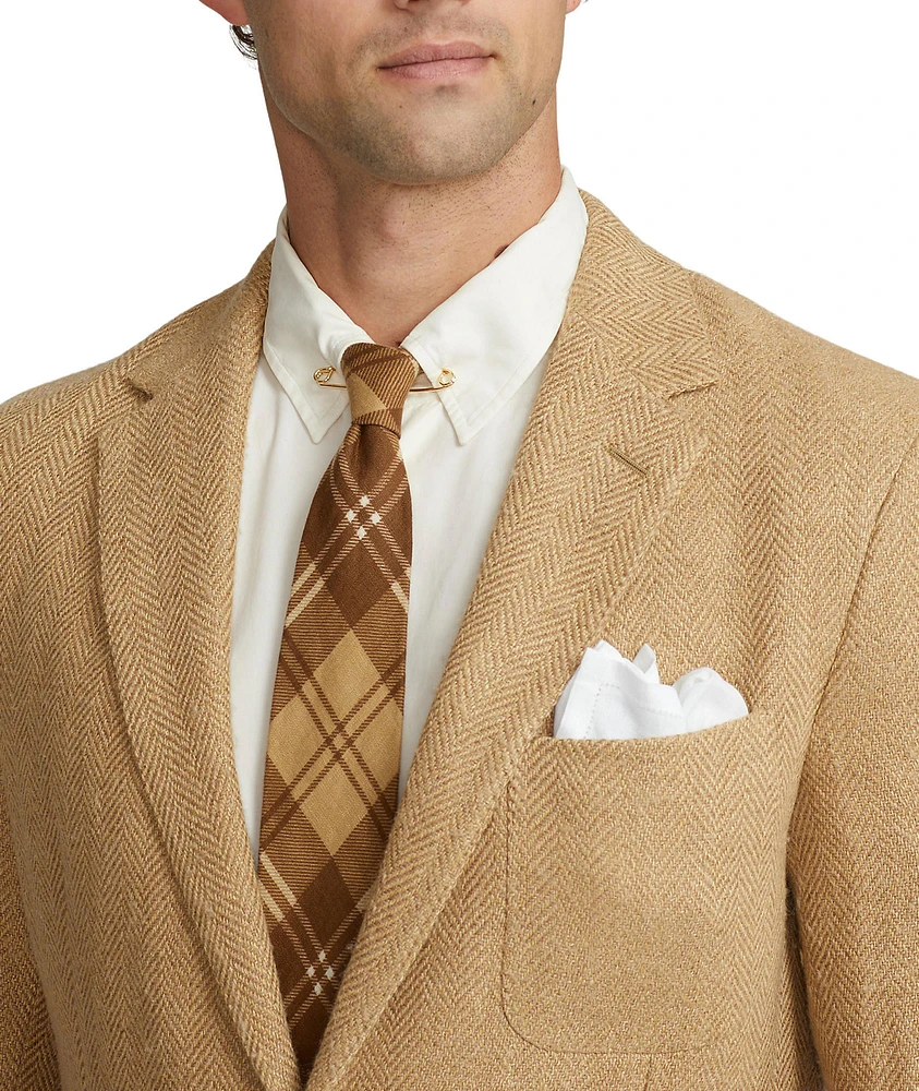 Textured Herringbone Linen, Silk & Wool Sport Jacket
