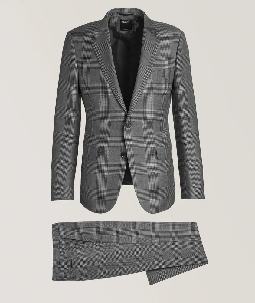 Fitted Houndstooth AchillFarm Wool-Silk Suit