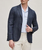 Textured Stripe Oasi Linen Shirt Jacket