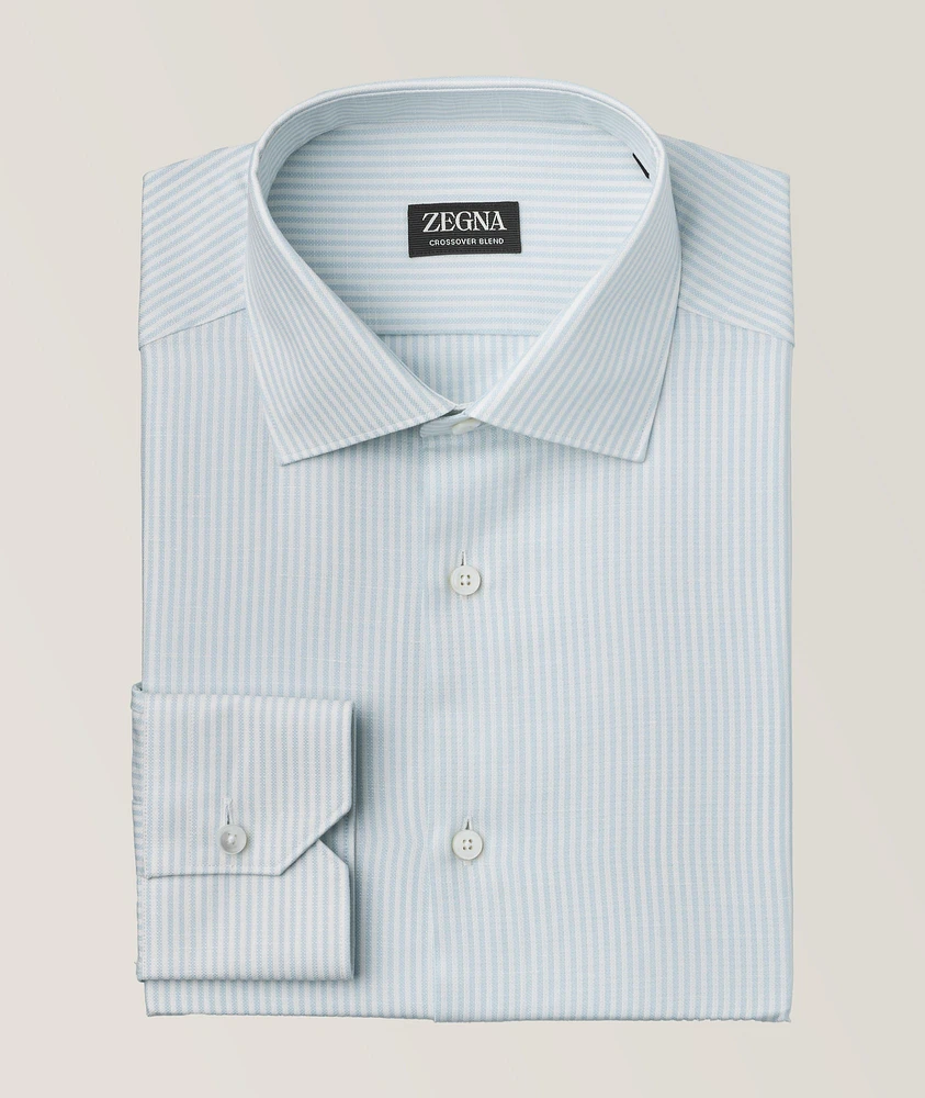 Striped Crossover Blend Dress Shirt