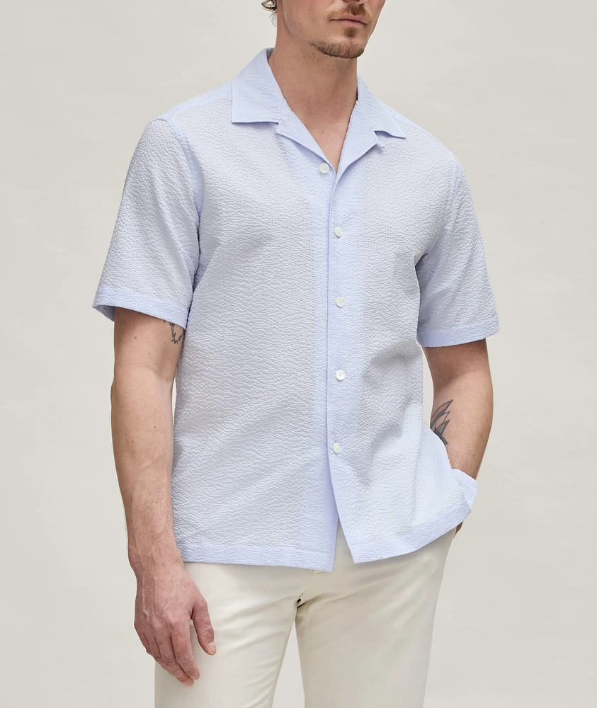 Textured Pure Cotton Camp Shirt