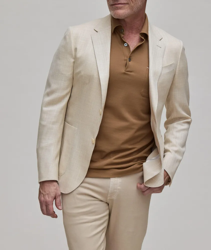 Natural Textured Wool-Silk Sport Jacket