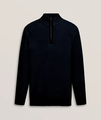 Cable Knit Merino Wool Quarter-Zip Sweater