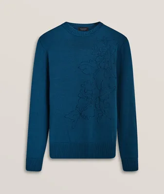 Floral Embroidered Merino Wool Sweater