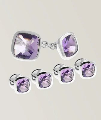 Amethyst Square Stud Set