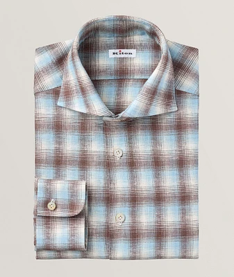 Linen-Blend Check Dress Shirt